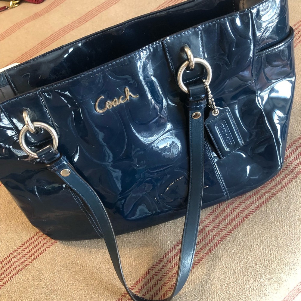 Sapphire Blue Patent Leather Coach Bag